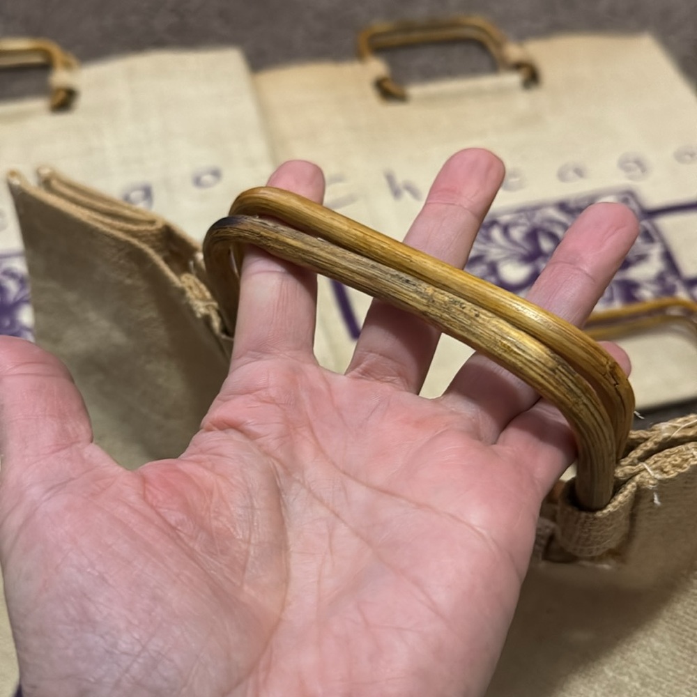Unused “Chicago” Merchandise Marr Bamboo Handle Totes-Woven Fiber-Discoloration - Picture 15 of 16